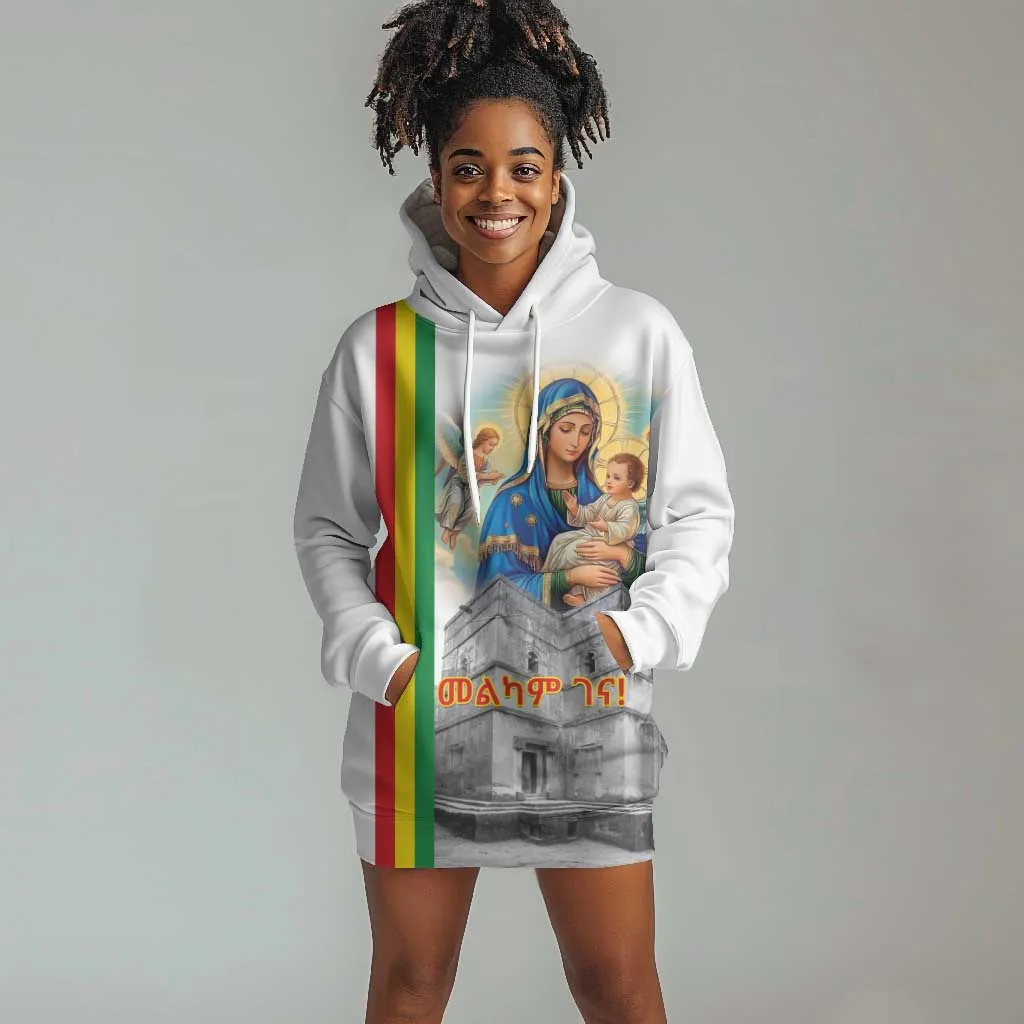 Melkam Gena Ethiopia Hoodie Dress Saint Mary Lalibela Churches LT15