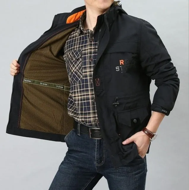 Men Jackets Casual Outwear Hiking Windbreaker Hooded Coats