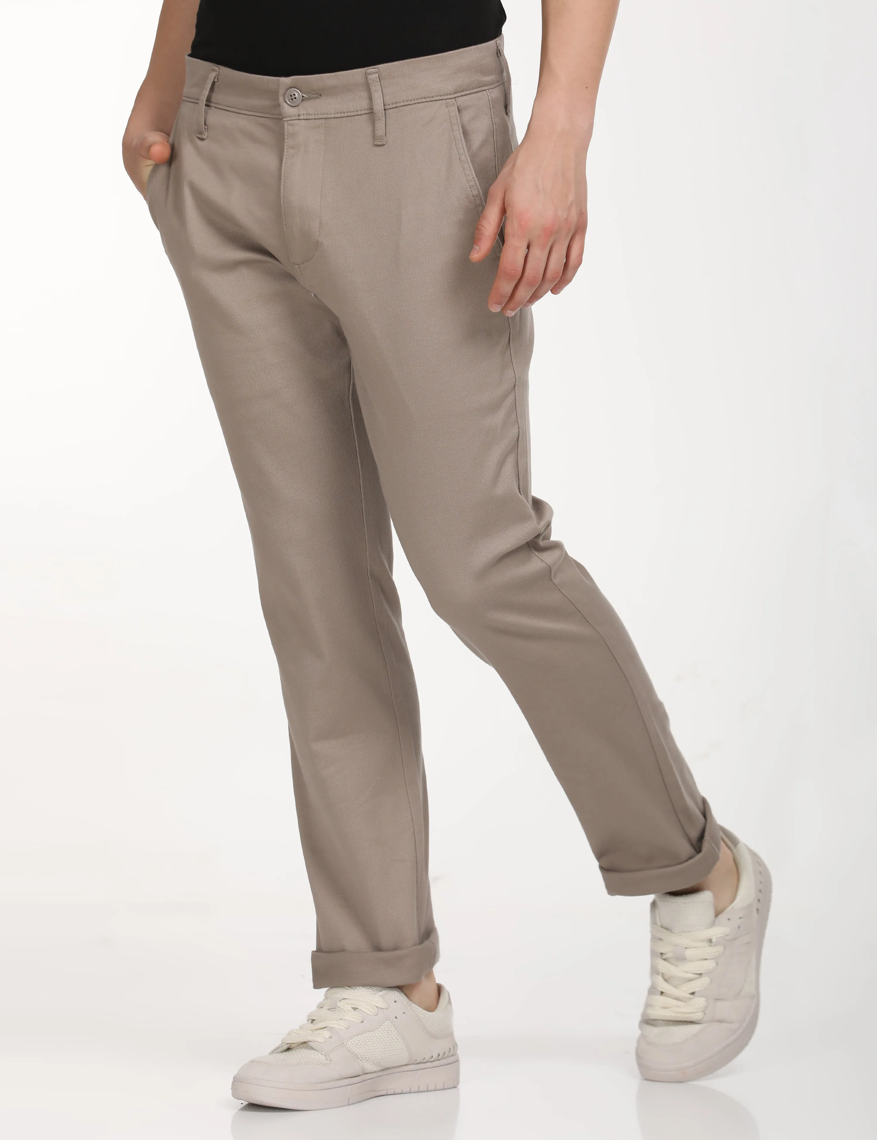 Men's Beige Slim Fit Chinos