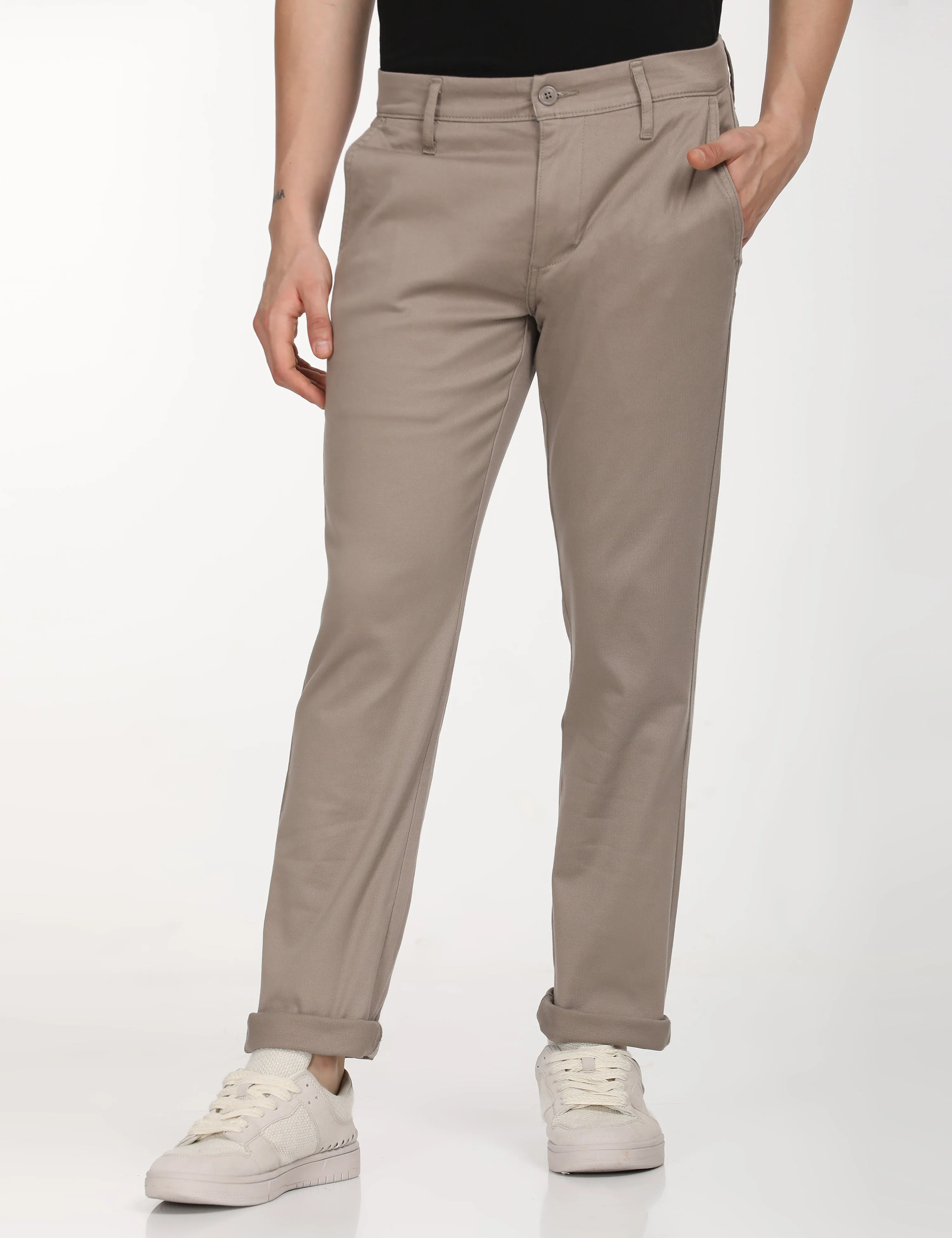 Men's Beige Slim Fit Chinos