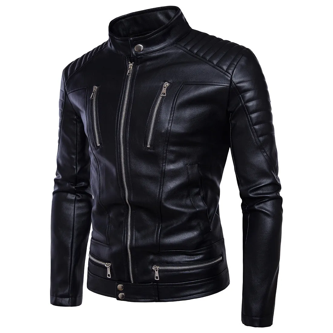 Men's Bomber Jackets Fashion Leather  Motor Jacket