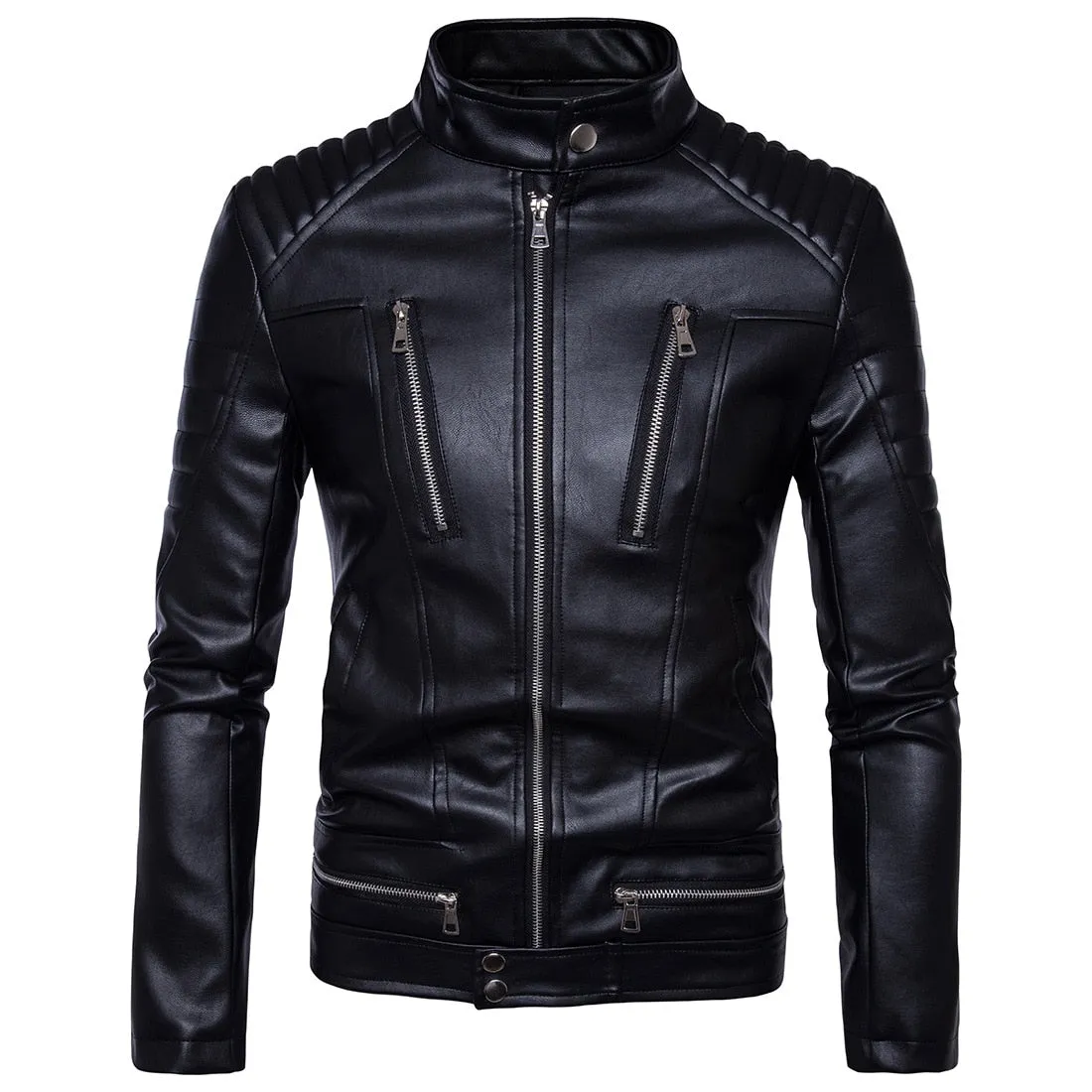Men's Bomber Jackets Fashion Leather  Motor Jacket