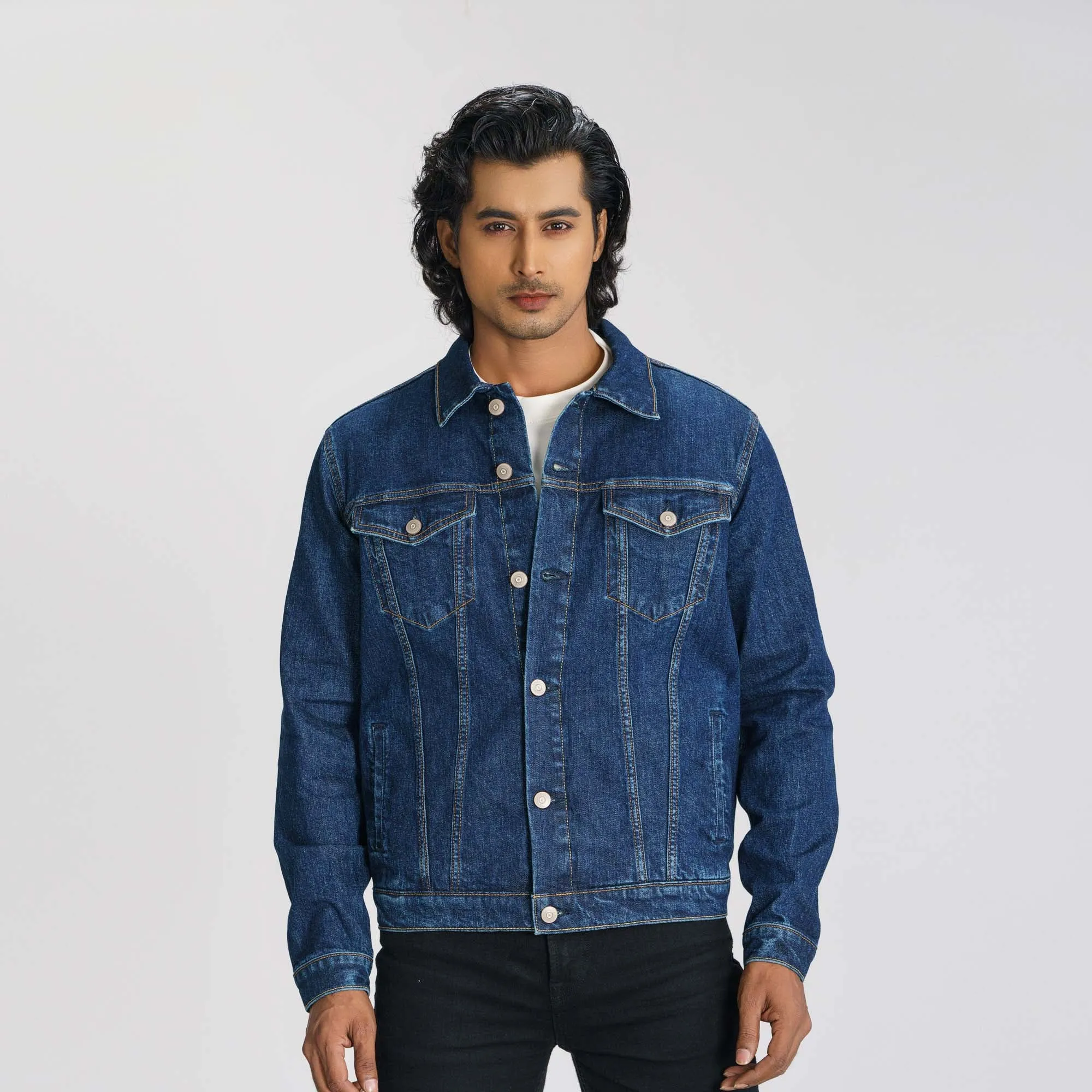 Mens Dark Blue Denim Jacket