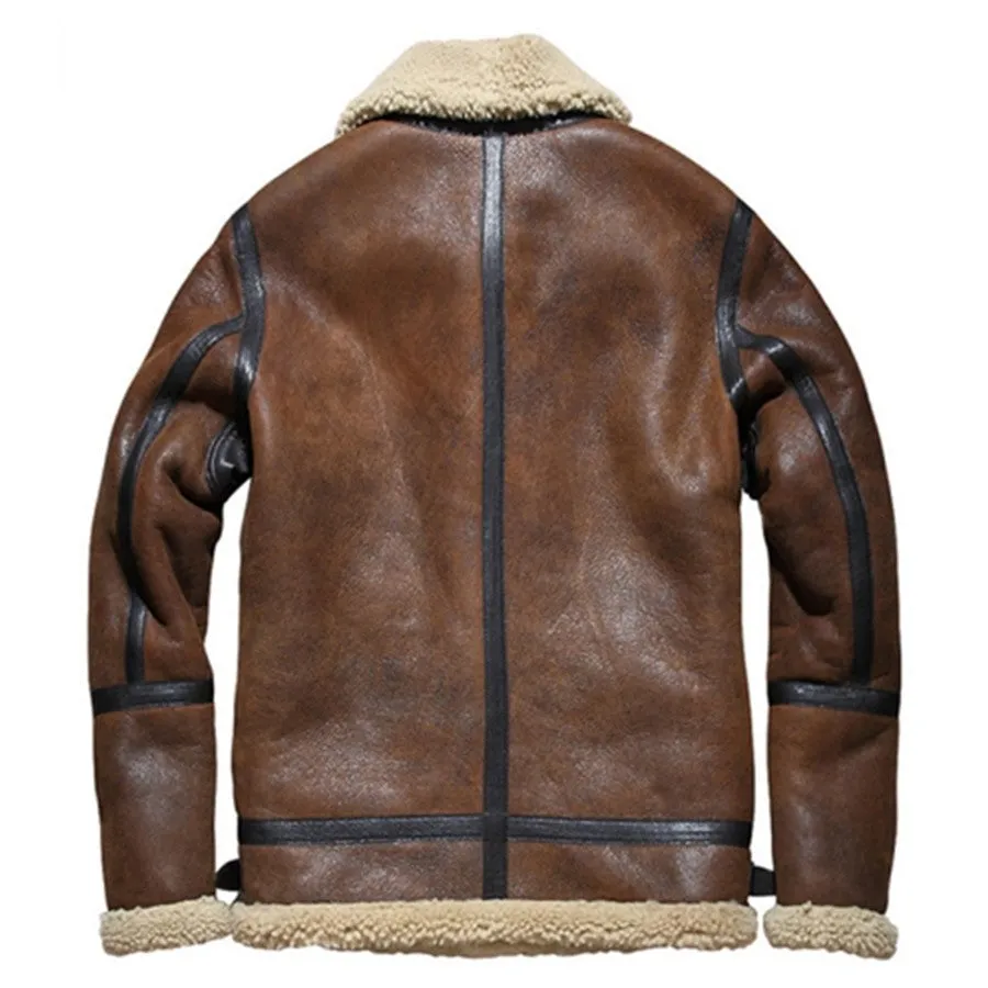 Men's Distressed Dark Brown Shearling Leather Jacket