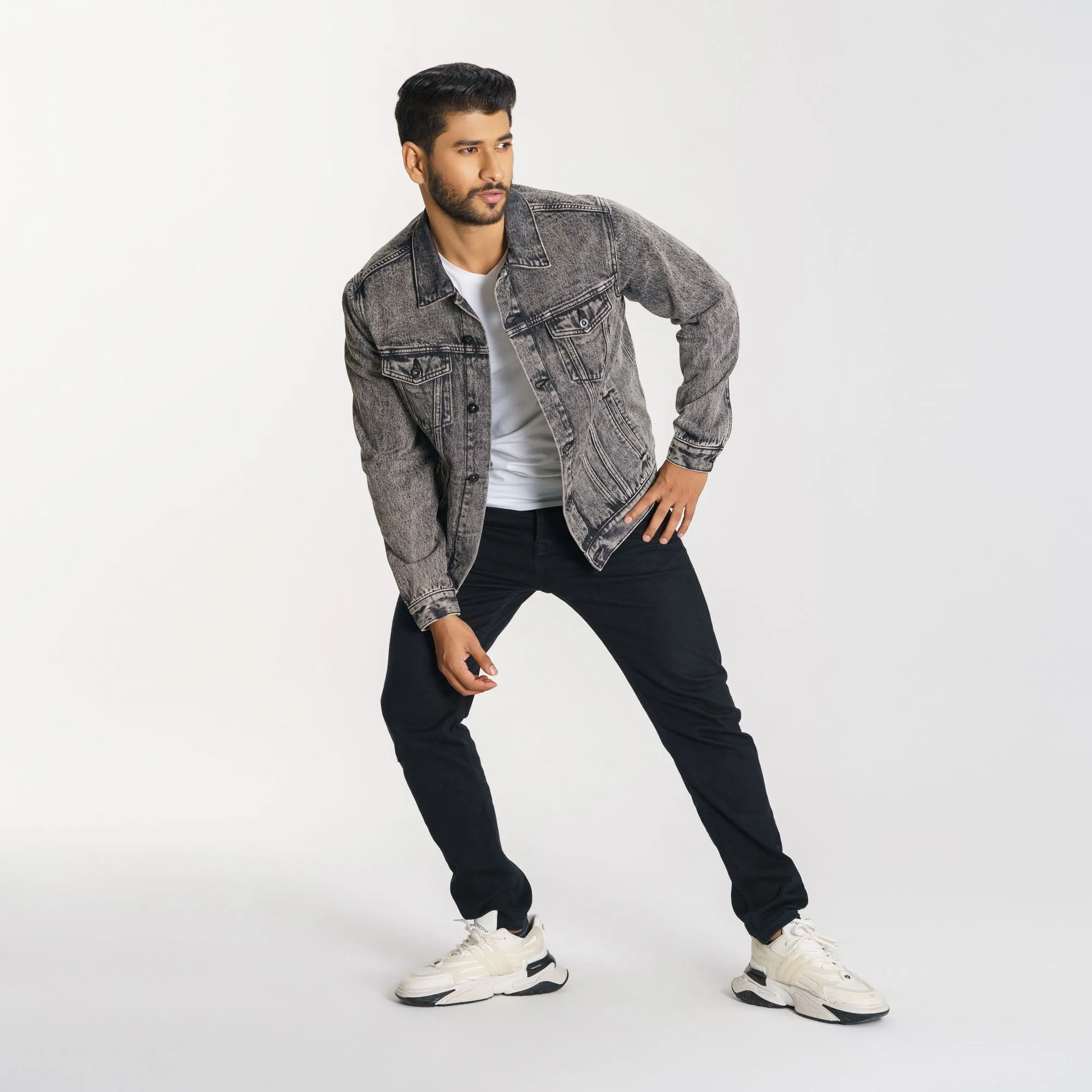 Mens Grey Denim Jacket