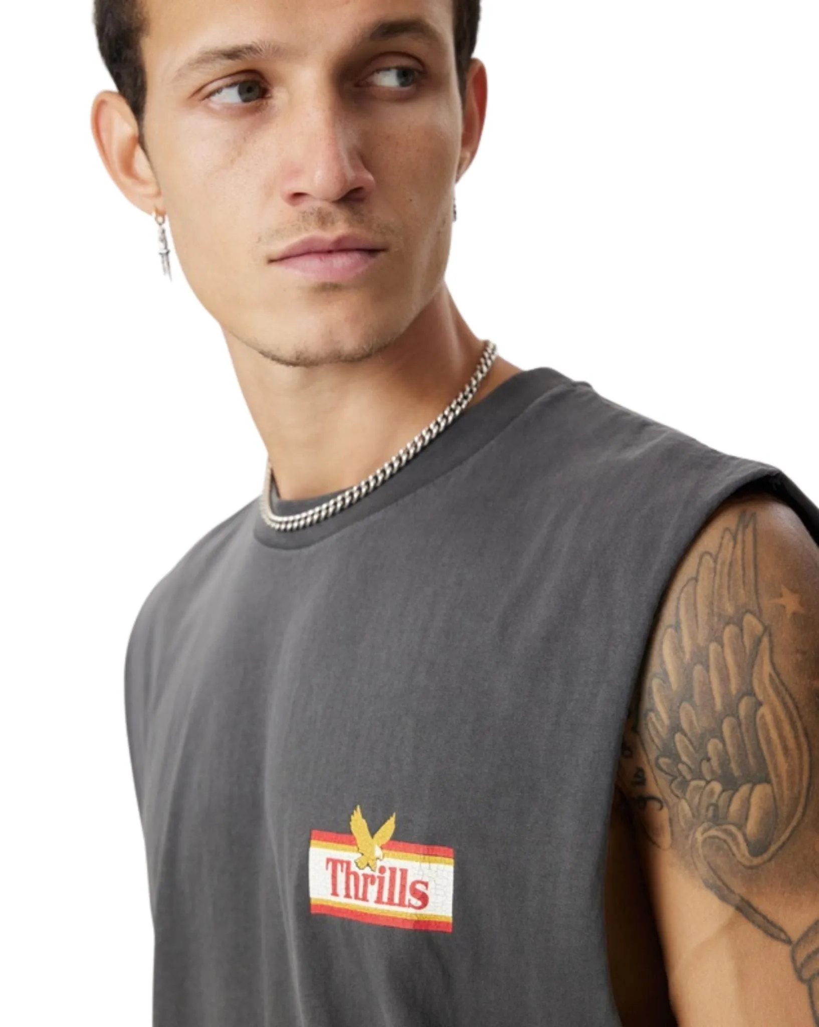 Mens Never Stop Merch Fit Muscle Tee