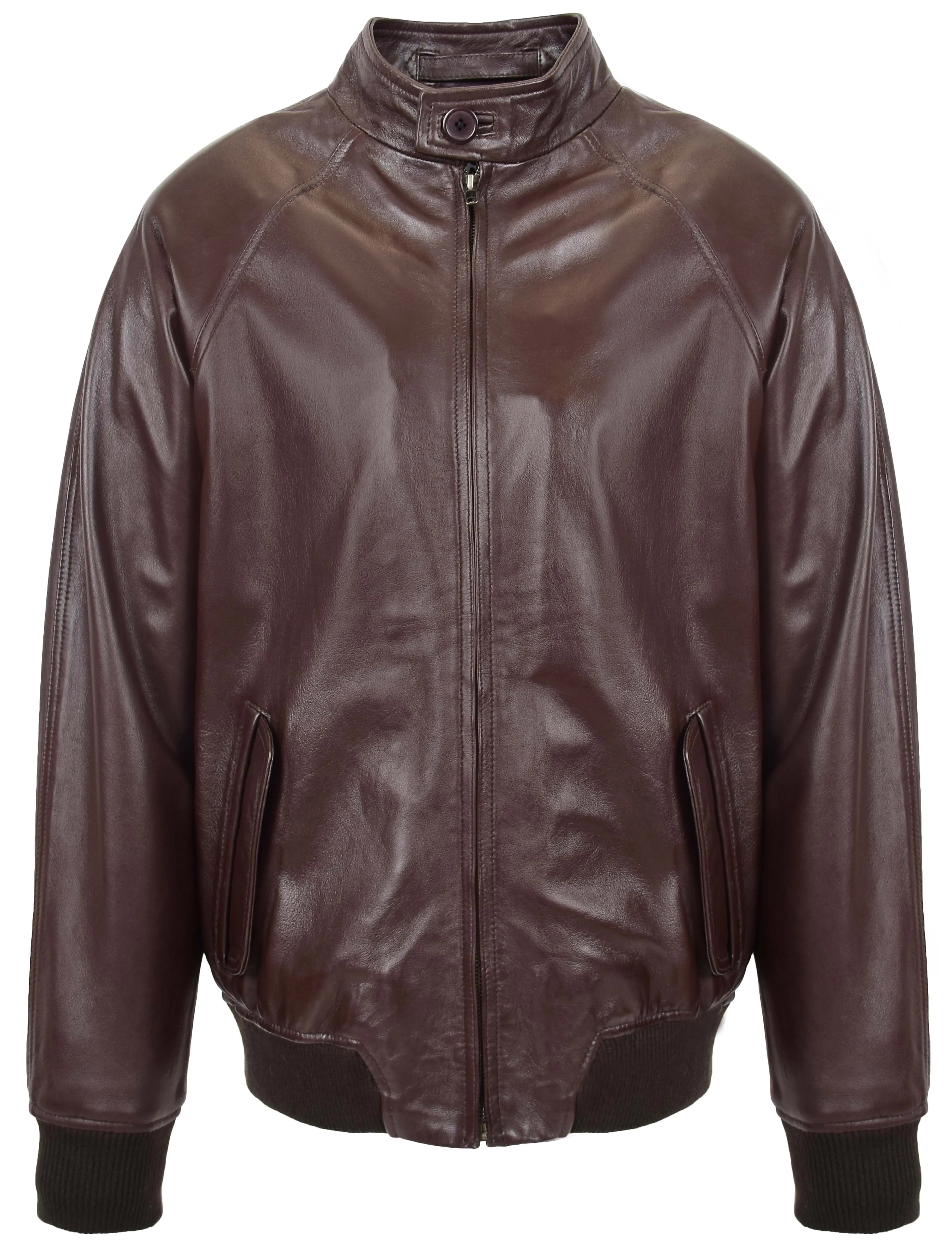 Men's Real Leather Bomber Jacket Raglan Shoulder Brown Bodine
