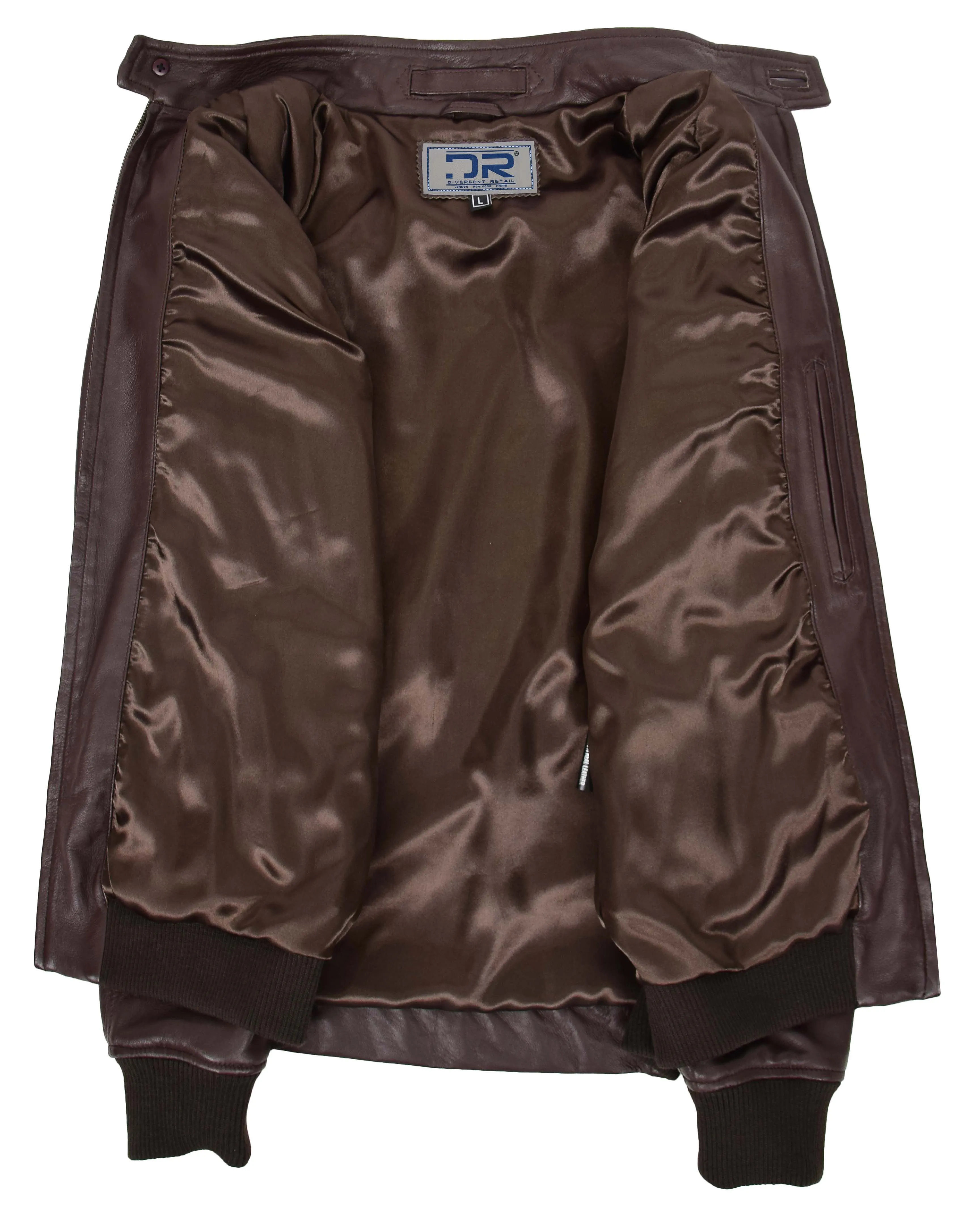 Men's Real Leather Bomber Jacket Raglan Shoulder Brown Bodine