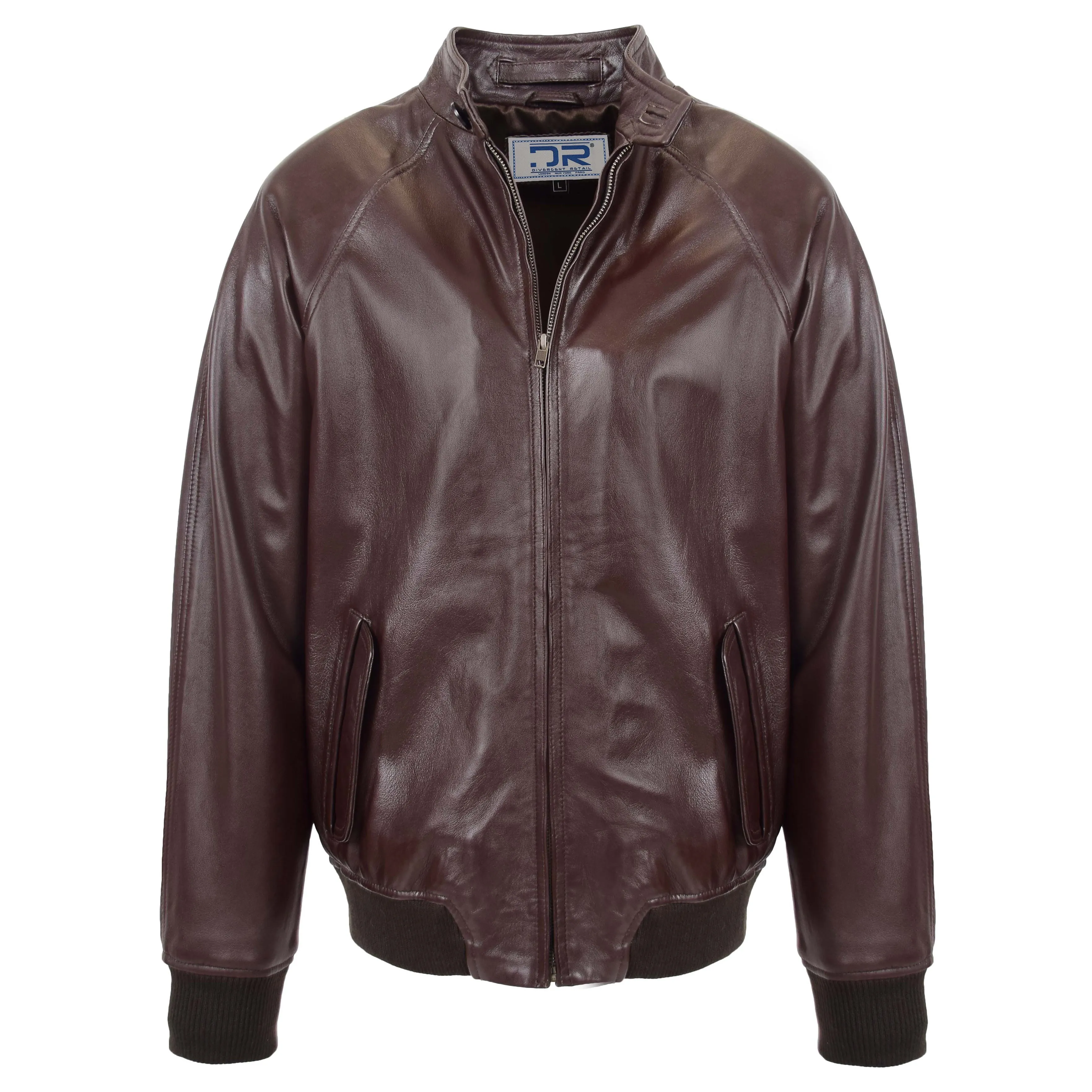 Men's Real Leather Bomber Jacket Raglan Shoulder Brown Bodine