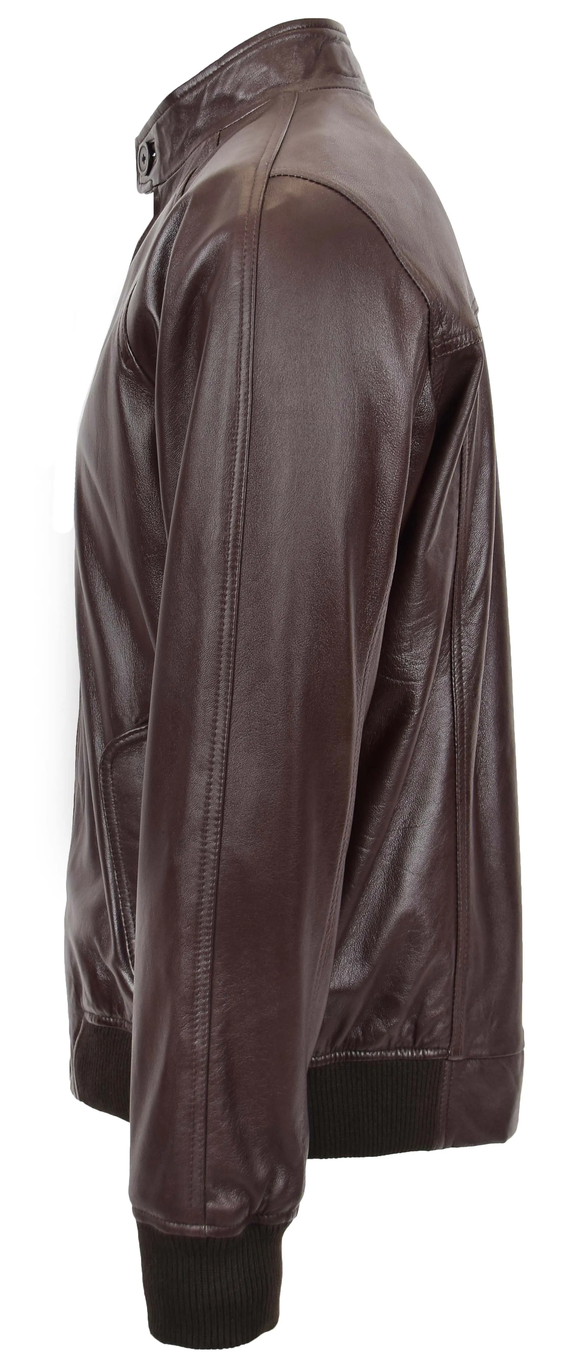 Men's Real Leather Bomber Jacket Raglan Shoulder Brown Bodine