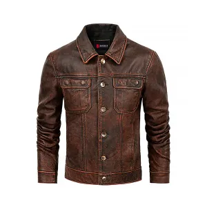 Men™s Vintage Distressed Genuine Leather Jacket