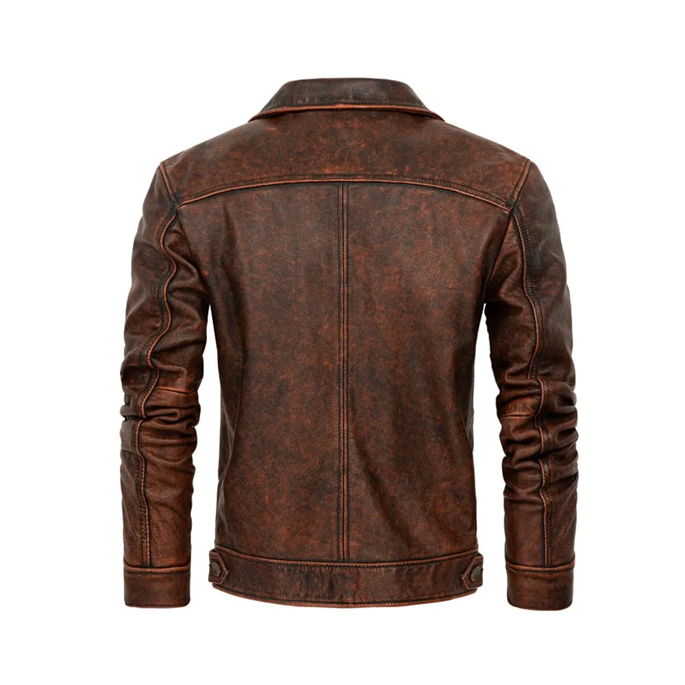 Men™s Vintage Distressed Genuine Leather Jacket