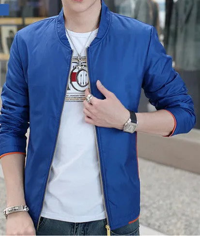 Men's Windbreaker Jackets Stand Collar Long Sleeve Slim Fit Solid Spring and Autumn Casual Man Outwear Size 4XL N524