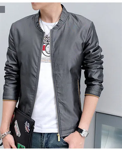 Men's Windbreaker Jackets Stand Collar Long Sleeve Slim Fit Solid Spring and Autumn Casual Man Outwear Size 4XL N524
