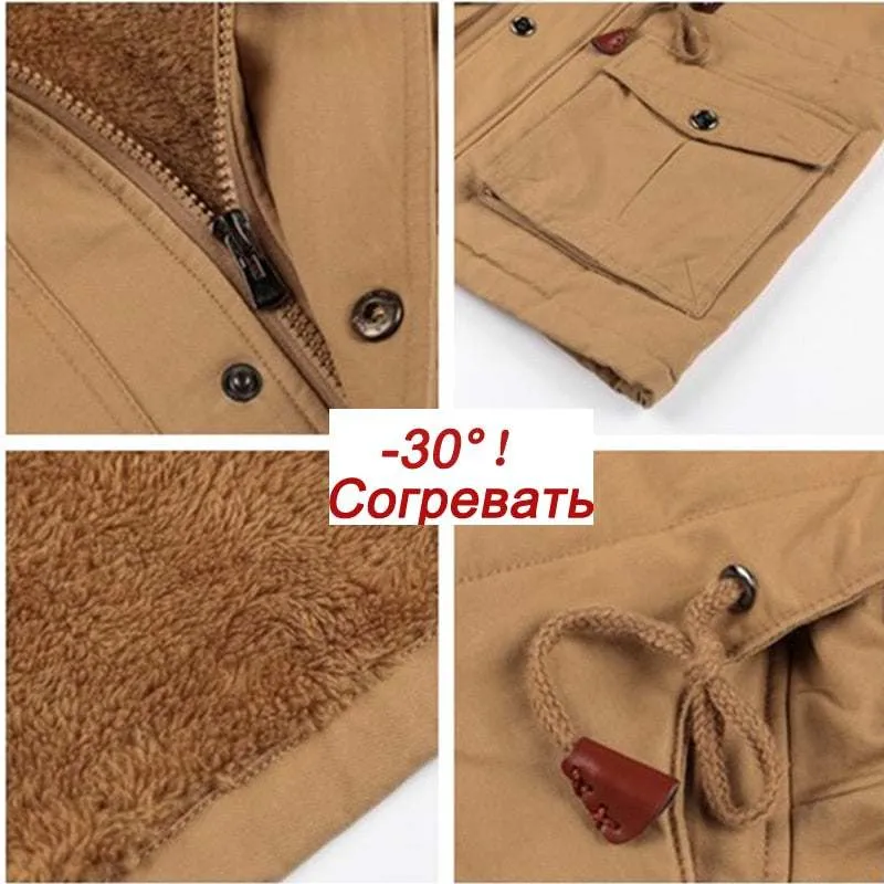 Men's Winter Fleece Jacket Coats Thick Warm Casual Parkas Military Jackets
