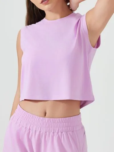 Millennia Round Neck Cropped Active Tank Size 4-12