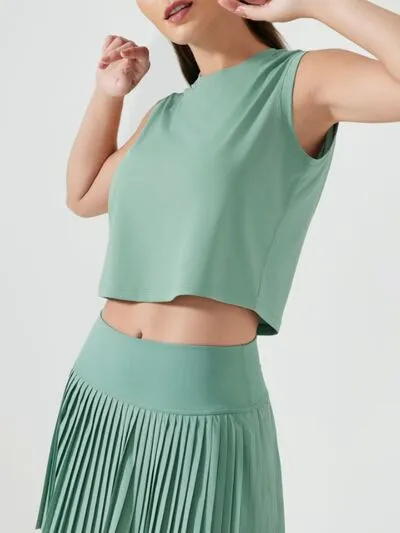 Millennia Round Neck Cropped Active Tank Size 4-12
