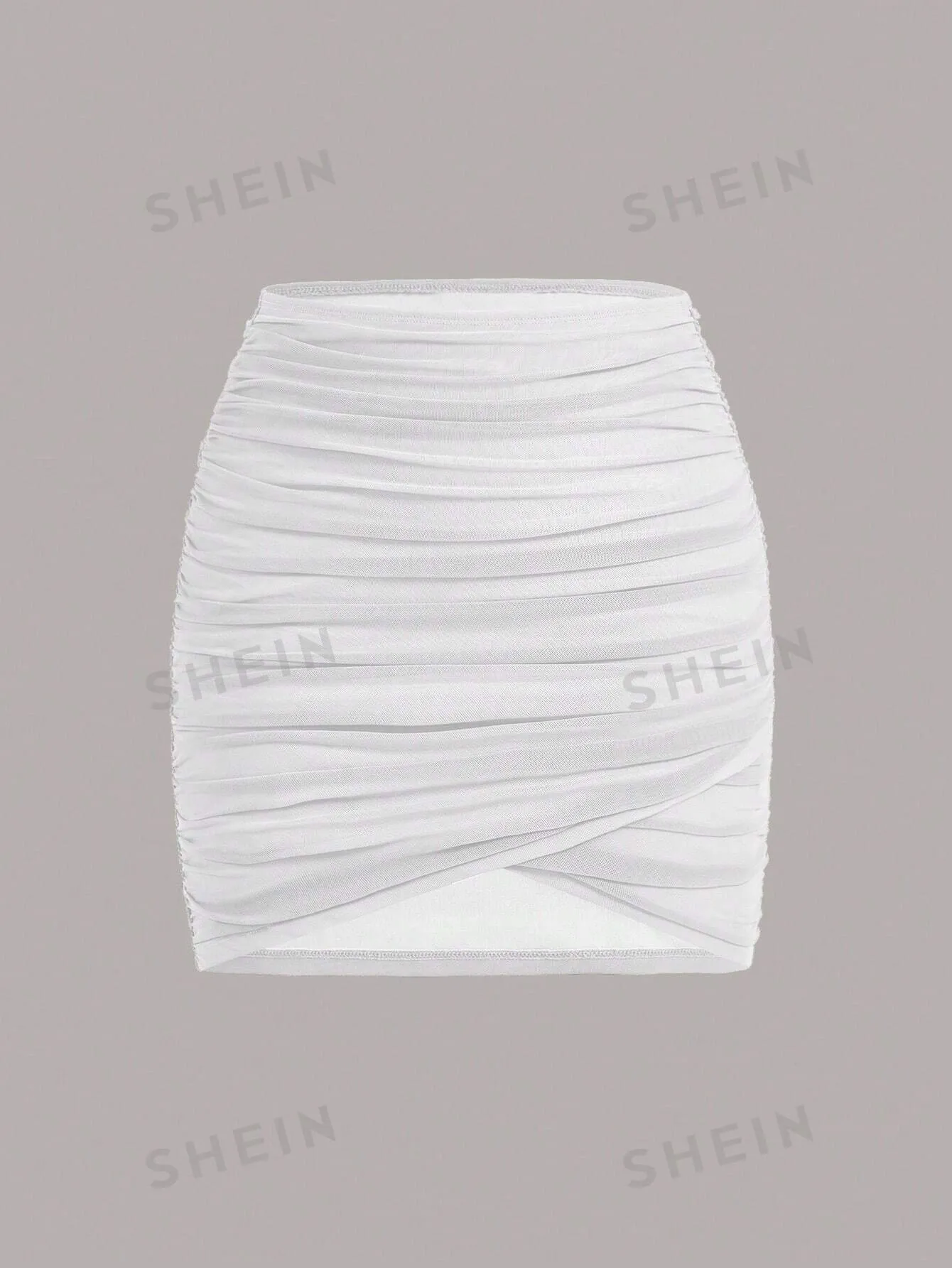 MOD Club Women Outfits Spring Break Mini Skirt Solid Ruched Wrap Bodycon Skirt