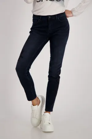 Monari Slim Fit Jeans with Flower Embroidery M806538