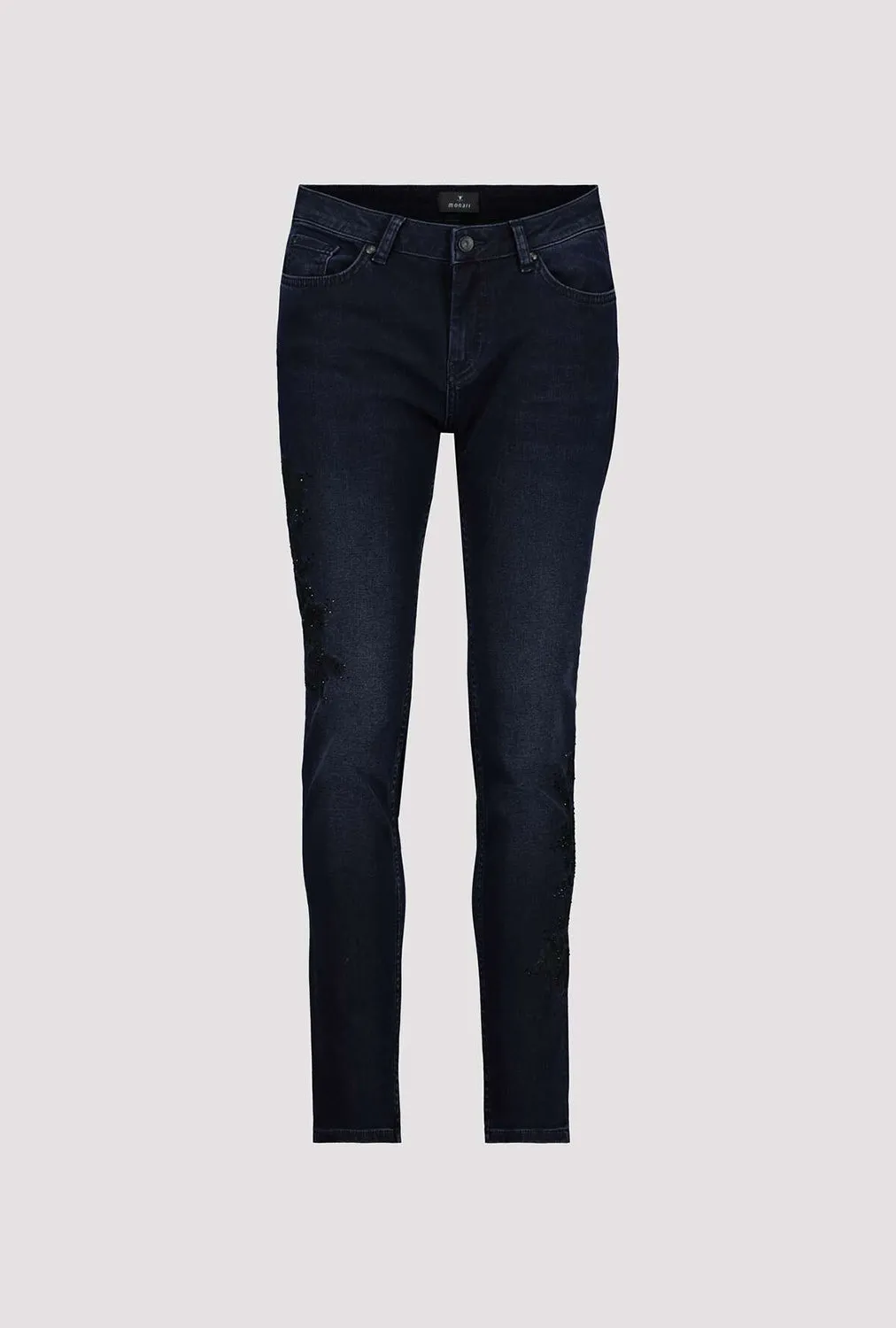 Monari Slim Fit Jeans with Flower Embroidery M806538
