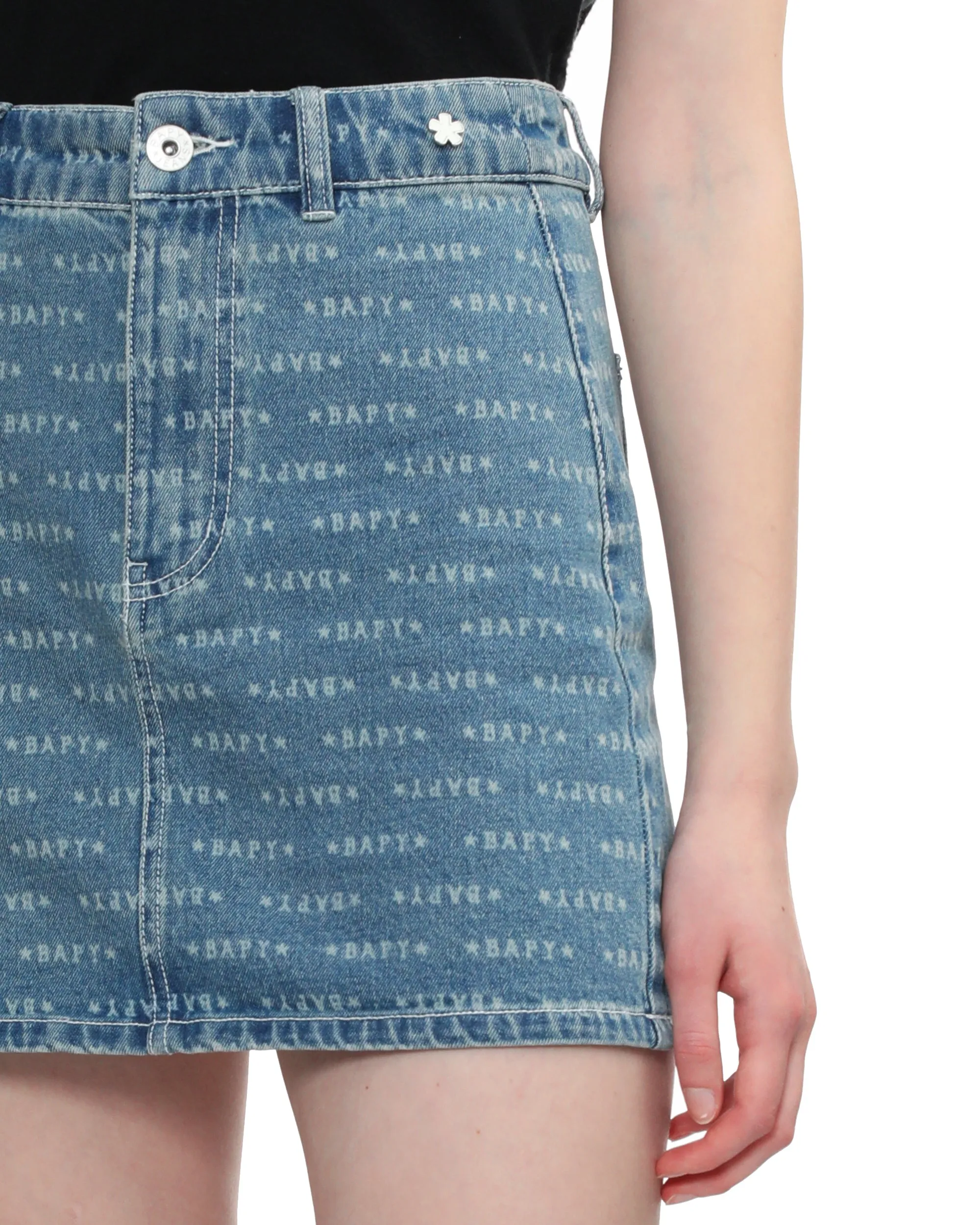 Monogram denim skirt