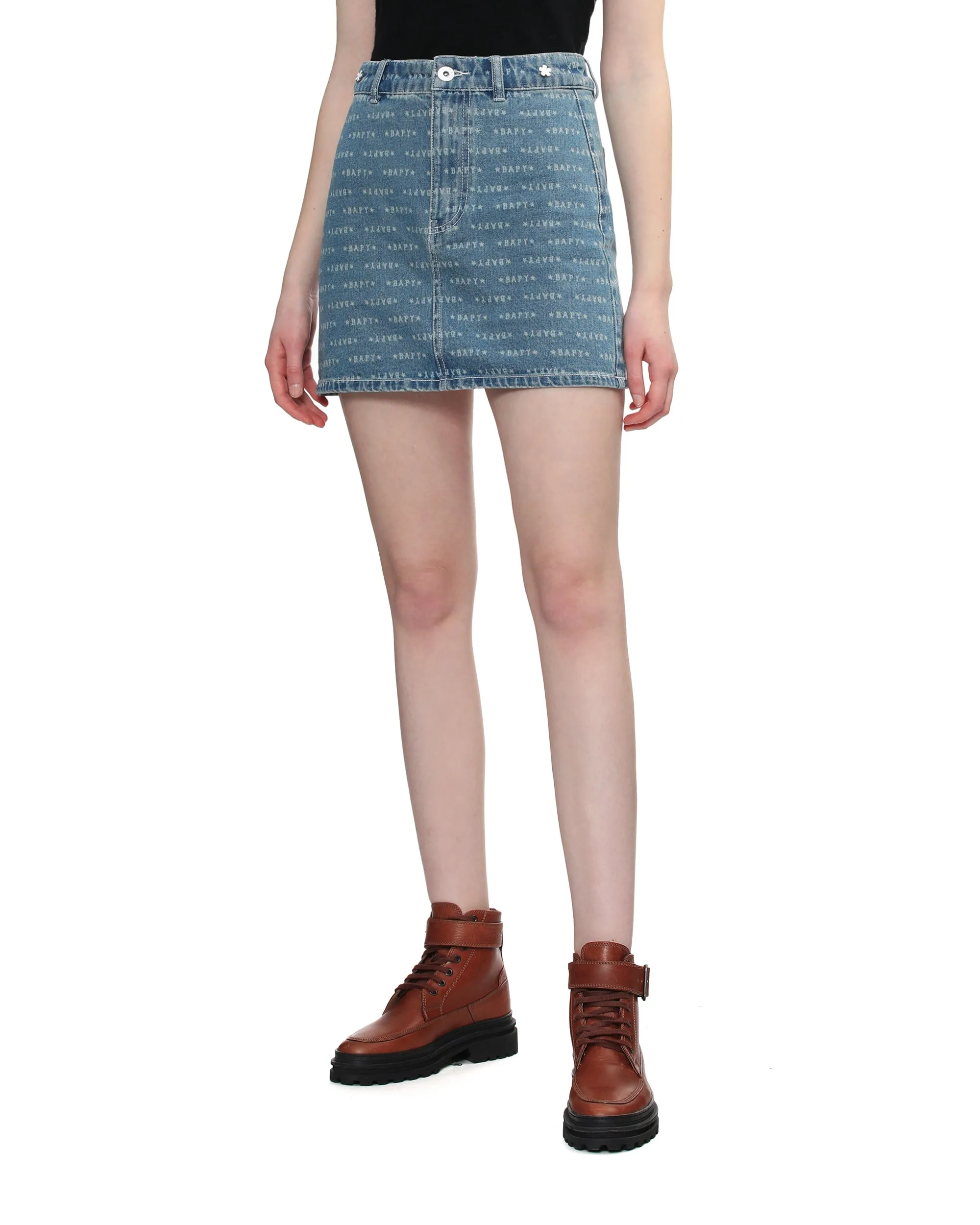 Monogram denim skirt