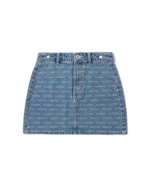 Monogram denim skirt