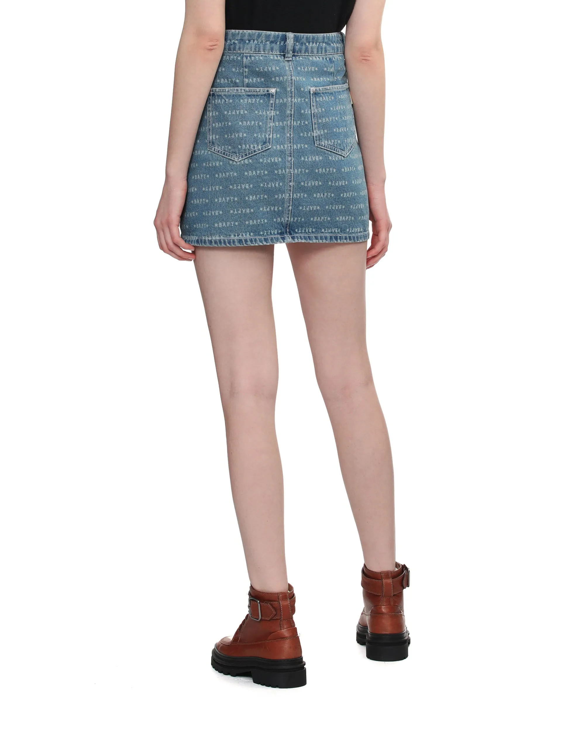 Monogram denim skirt