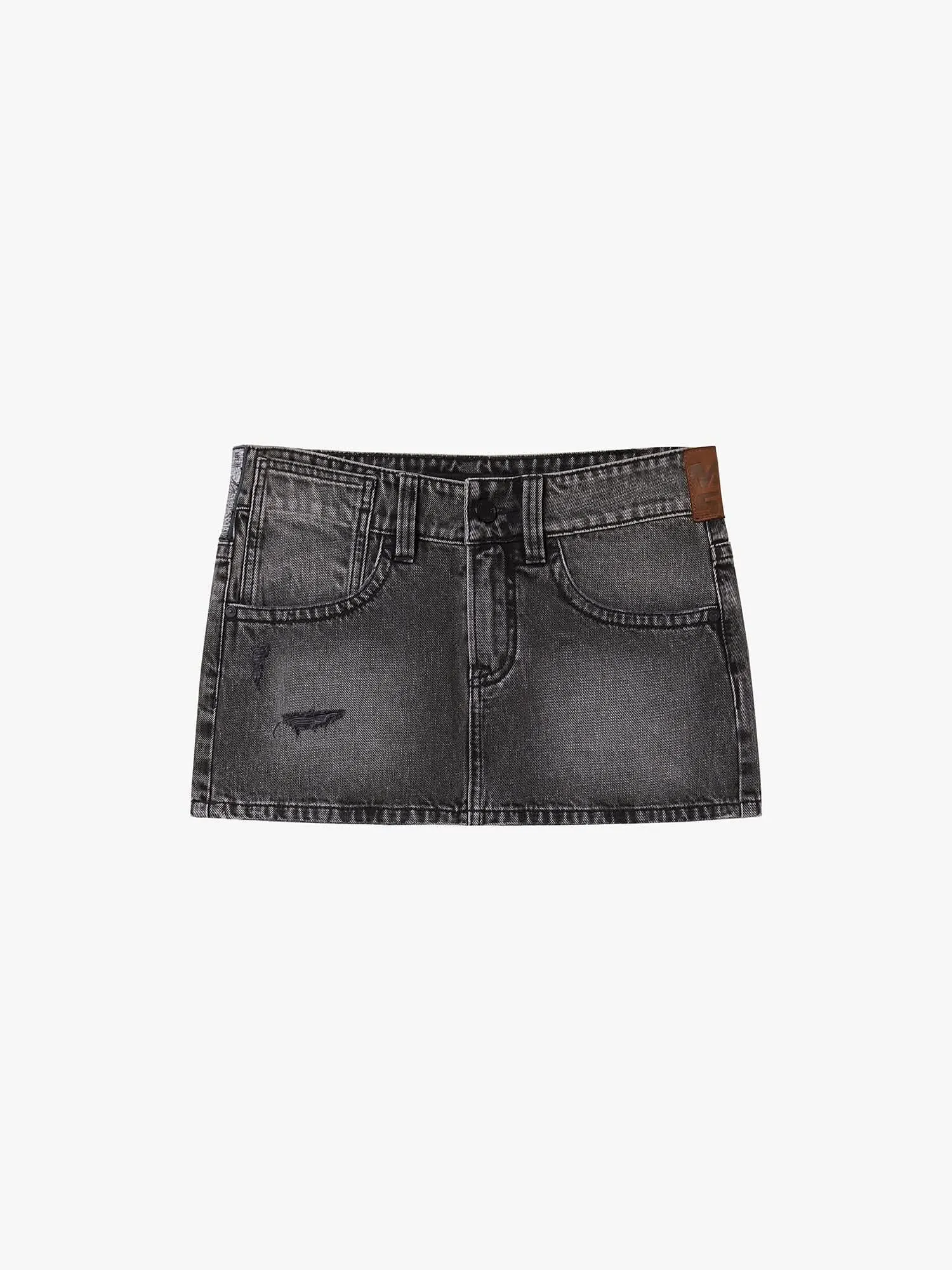 Multi-Patch Denim Mini Skirt