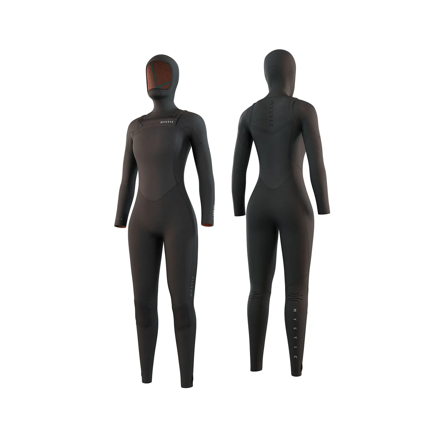 Mystic Women Gem 6/4/3 Hood Double Chest Zip Fullsuit Black