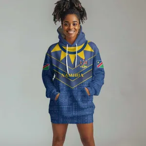 Namibia Yellow Sun Hoodie Dress Sporty Style with Traditional Patterns TS04