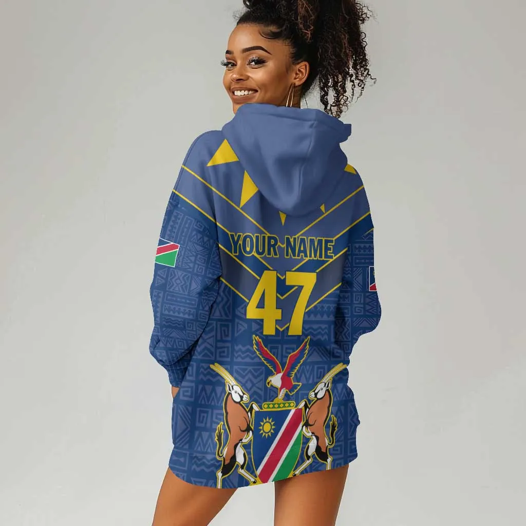 Namibia Yellow Sun Hoodie Dress Sporty Style with Traditional Patterns TS04