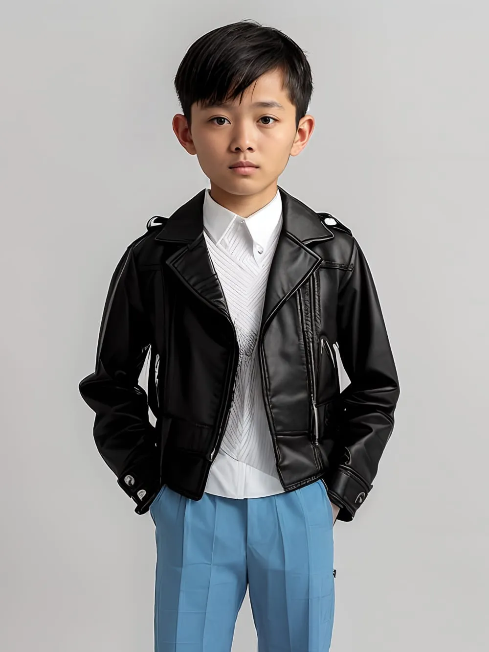 Napoleonic Luxe Kids Leather Jacket