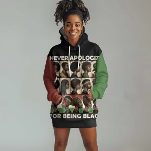 Never Apologize for Being Black Hoodie Dress African Pride DT03