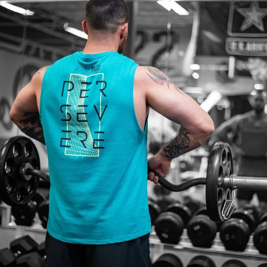 Never Quit Muscle Tank - Heather Aqua