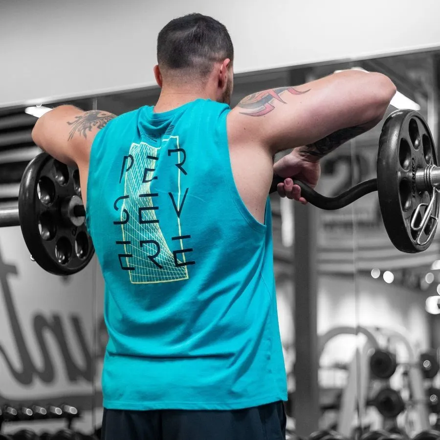 Never Quit Muscle Tank - Heather Aqua