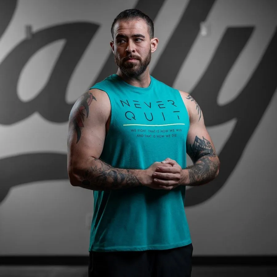 Never Quit Muscle Tank - Heather Aqua