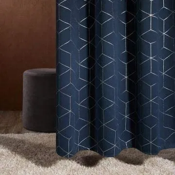 New Deconovo Silver Diamond Foil Print Grommet Window Panels Thermal Insulated Blackout Curtains! 42W x 84L Inch Navy Blue 2 Curtain Panels