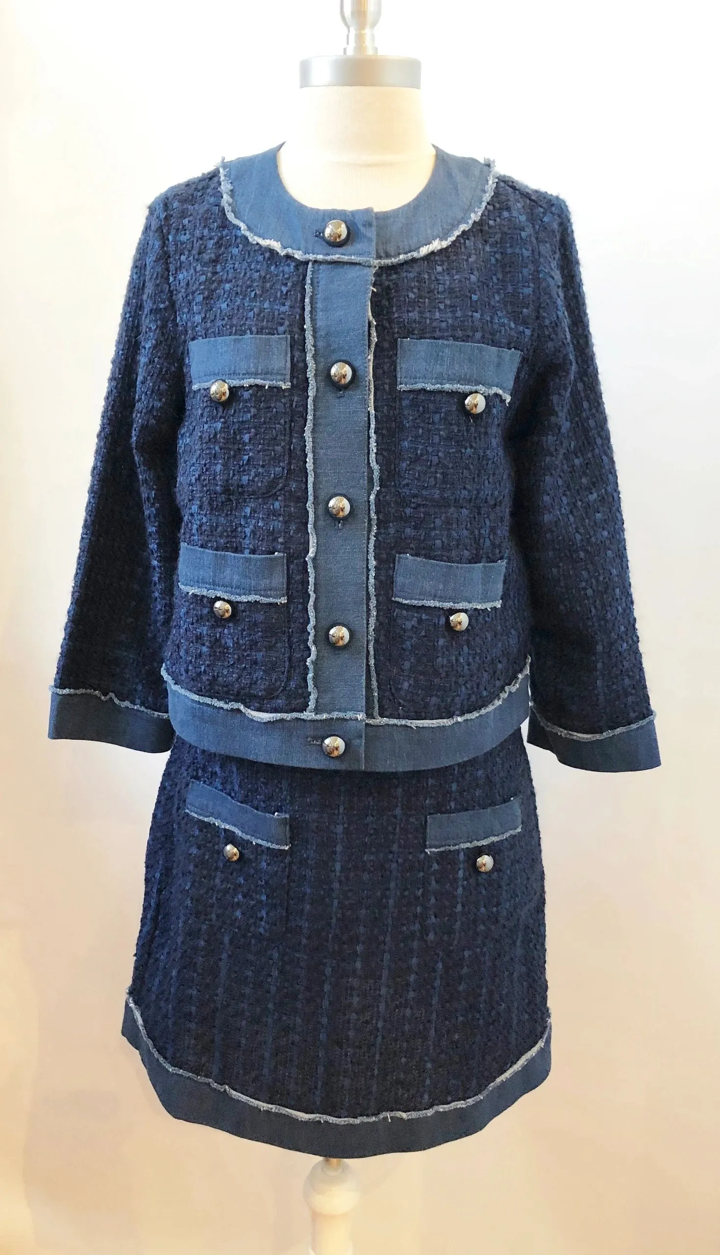 NEW Kate Spade Denim Tweed Skirt Suit Size 6