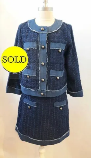 NEW Kate Spade Denim Tweed Skirt Suit Size 6