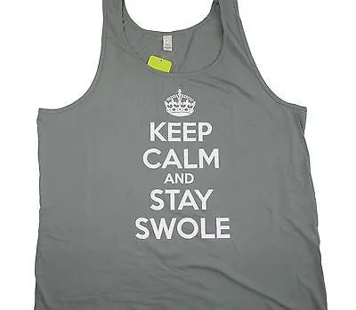 NEW Mens Tank Top Bodybuilding Clothing Muscle Club Apparel Keep Calm Stay Swole