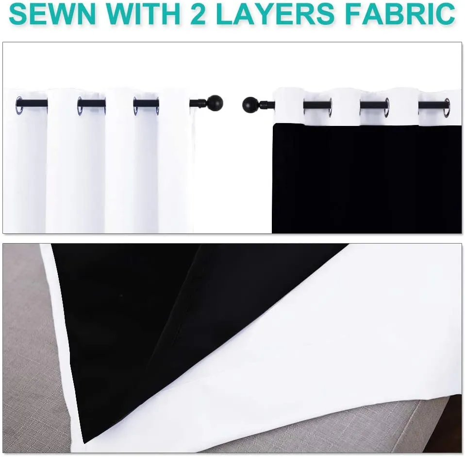 New NICETOWN 100% Blackout Window Curtains - Thermal Insulated Acoustic Insulation Drapes with Black Liner (52in x 84in, Pure White, 2 Pcs)
