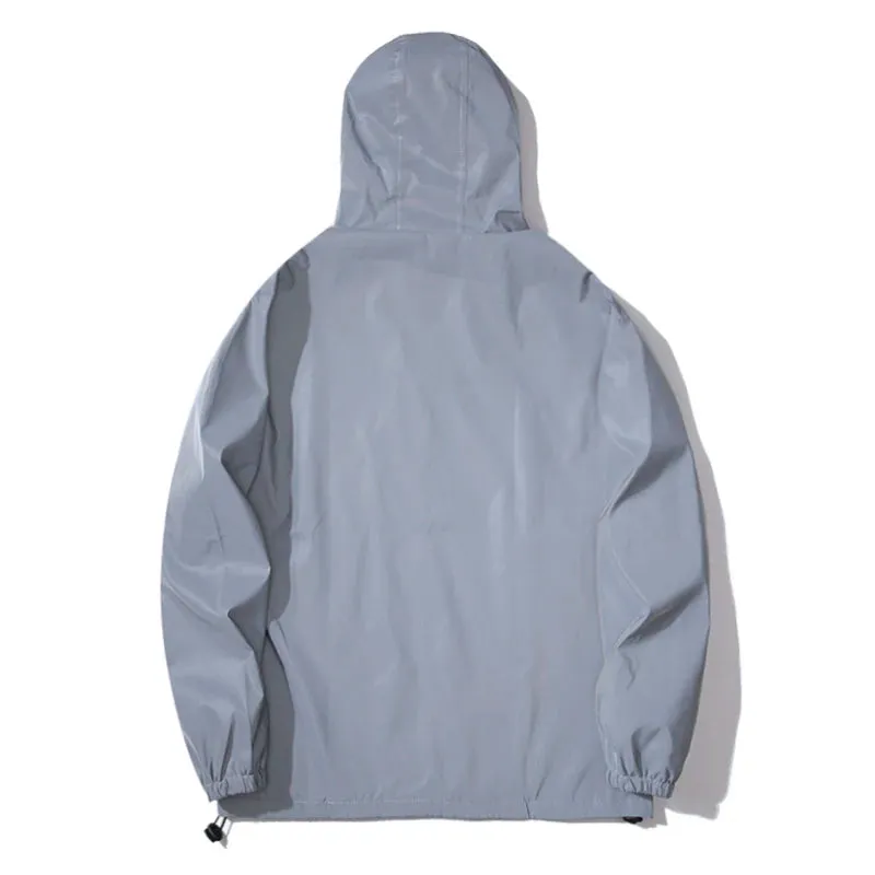 New Night Reflective Double Fabric Windbreaker Hooded Jacket