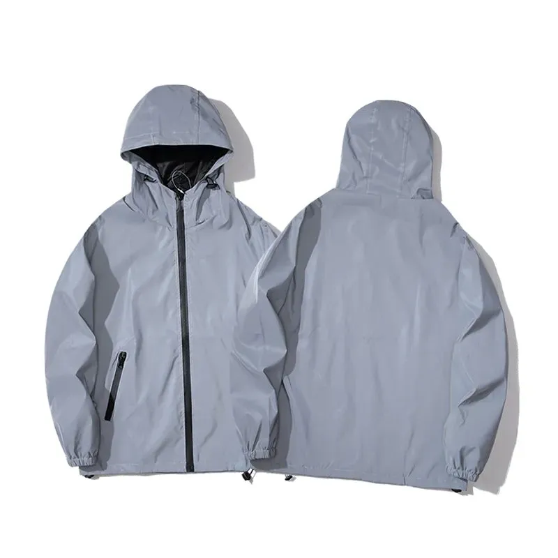 New Night Reflective Double Fabric Windbreaker Hooded Jacket