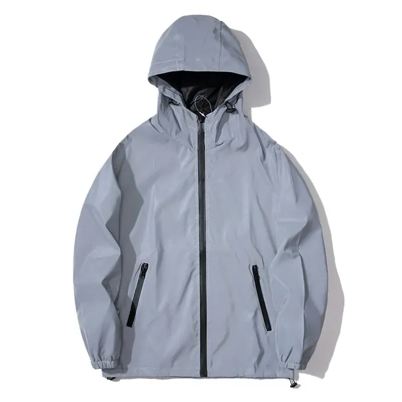 New Night Reflective Double Fabric Windbreaker Hooded Jacket