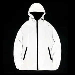 New Night Reflective Double Fabric Windbreaker Hooded Jacket