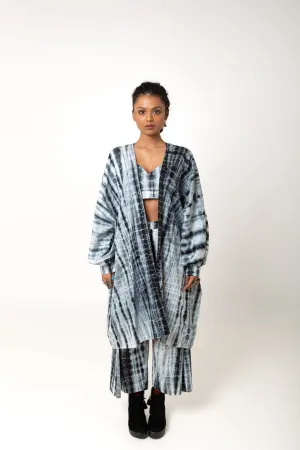 New Season Summer/Fall 2024-Pants Tie Dyed Mashru Silk Vansh Black White -Ka-Sha - Fashion Edit Aseem