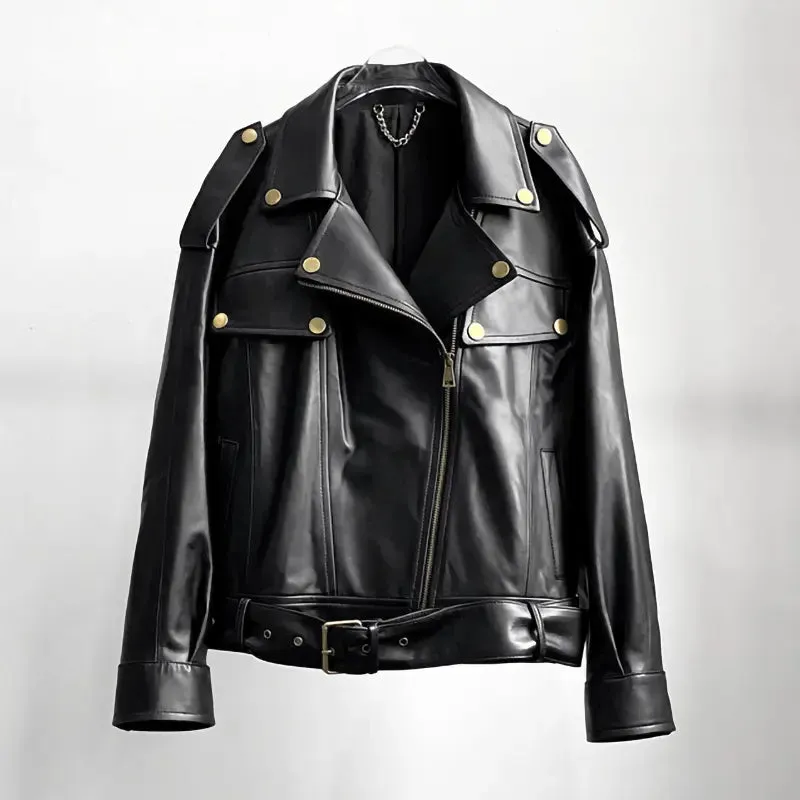 Noir Leather Biker Jacket