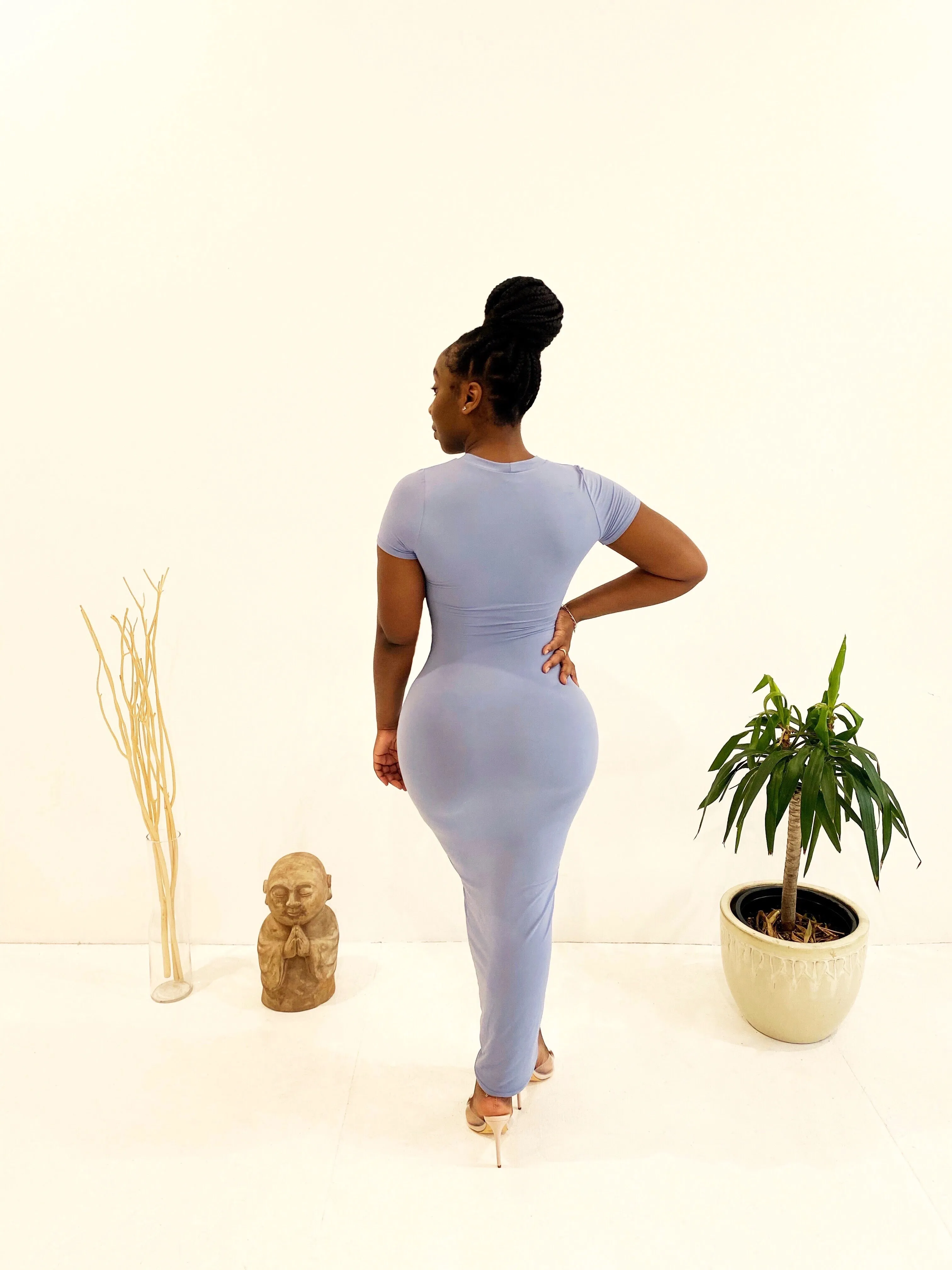 Not So Basic T-Shirt Maxi Dress in Denim Blue