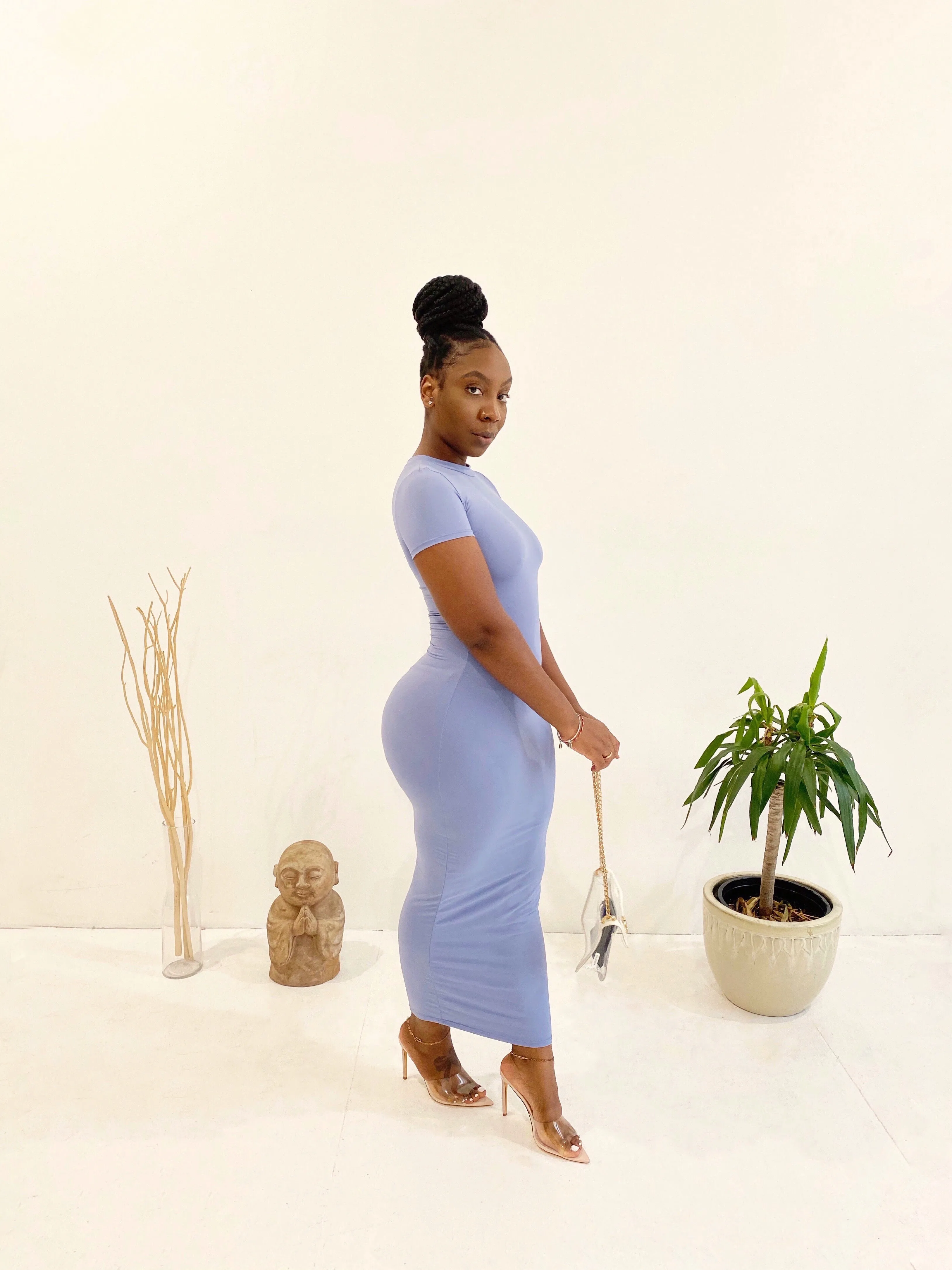 Not So Basic T-Shirt Maxi Dress in Denim Blue